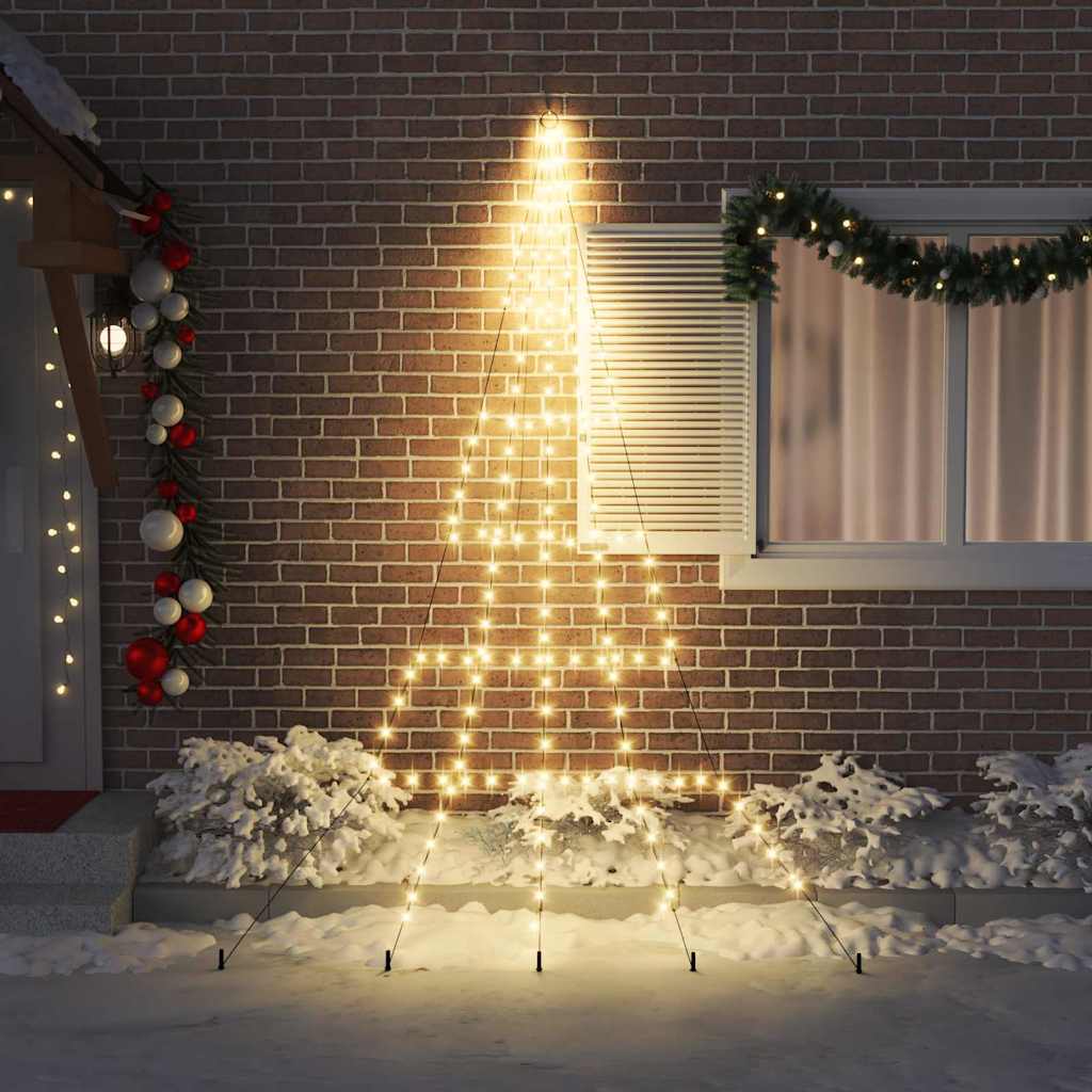 LED Christmas Tree with Ground Spikes Warm White 300 cm Metal